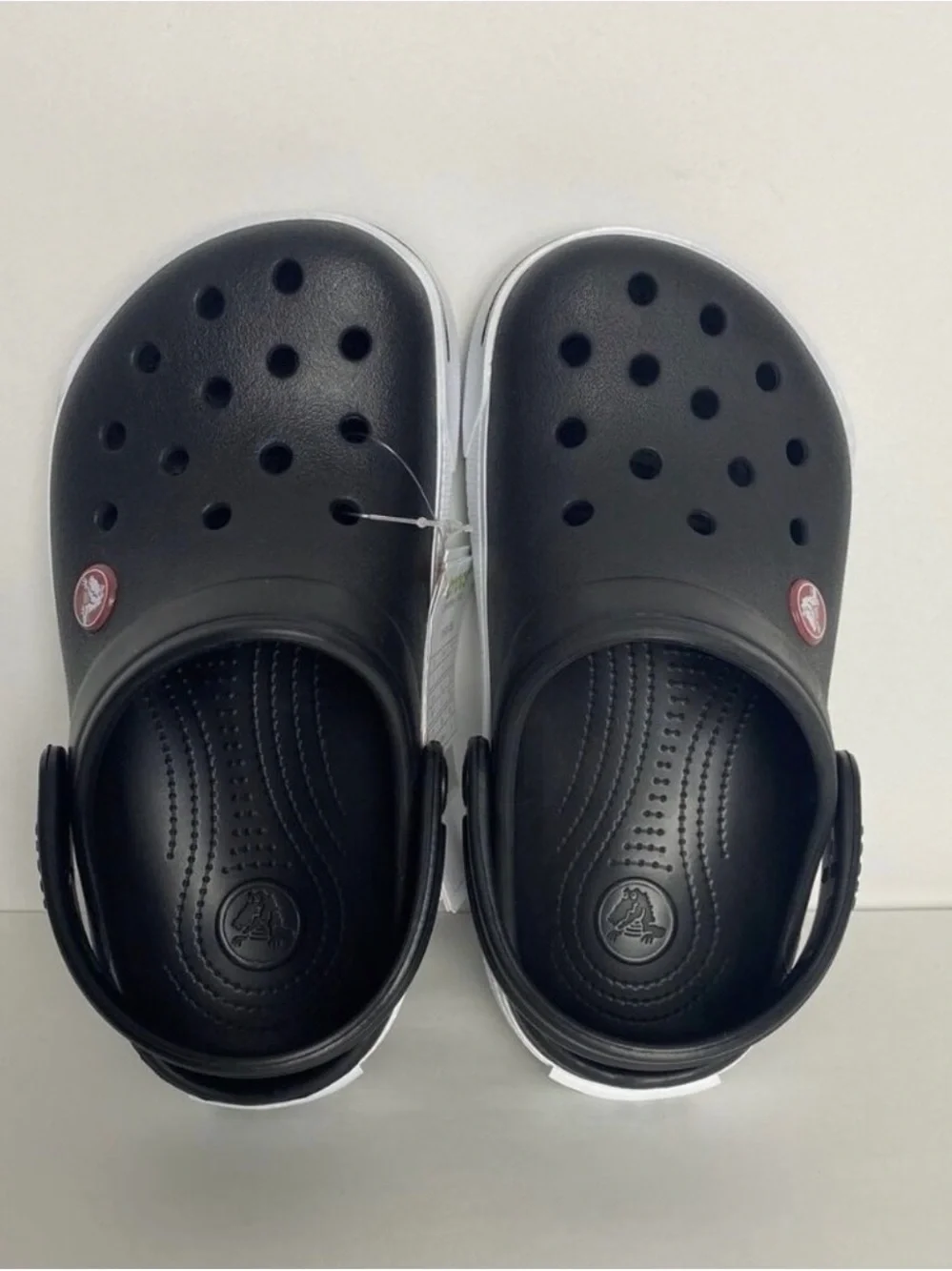 CROCS Kids Black Clog Sandals with White Trim